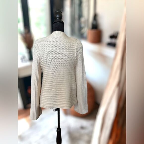 ANTHROPOLOGIE Lisa Z Knit Fringe Wrap-around Poncho Cardigan Sweater Wool Size M - Picture 16 of 16